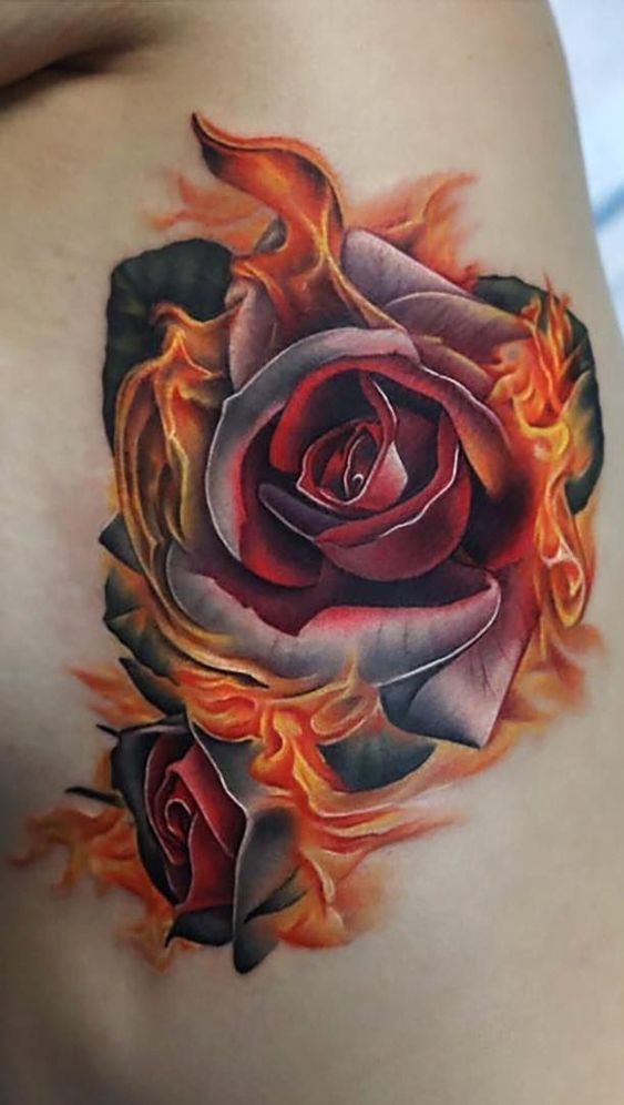 Rose Flame tattoo