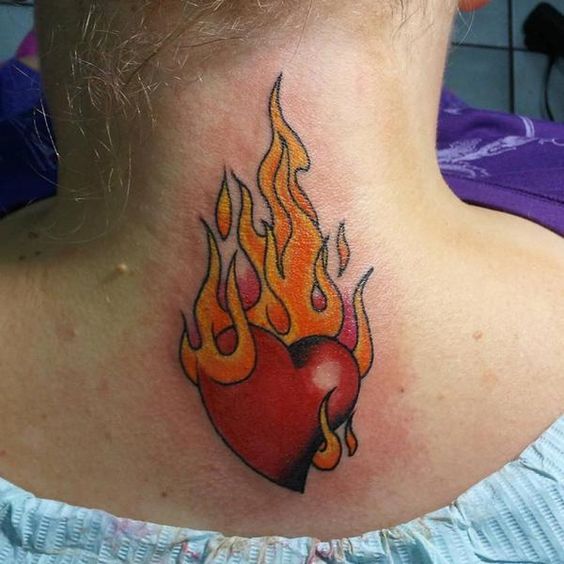 Heart Flame tattoo on the back