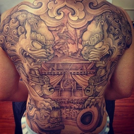 Back Foo dog tattoo