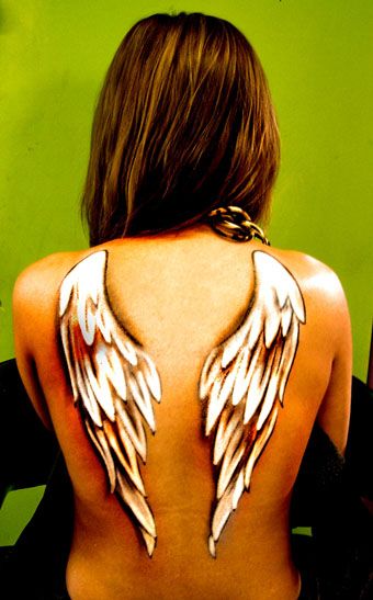 White angel wings on the back