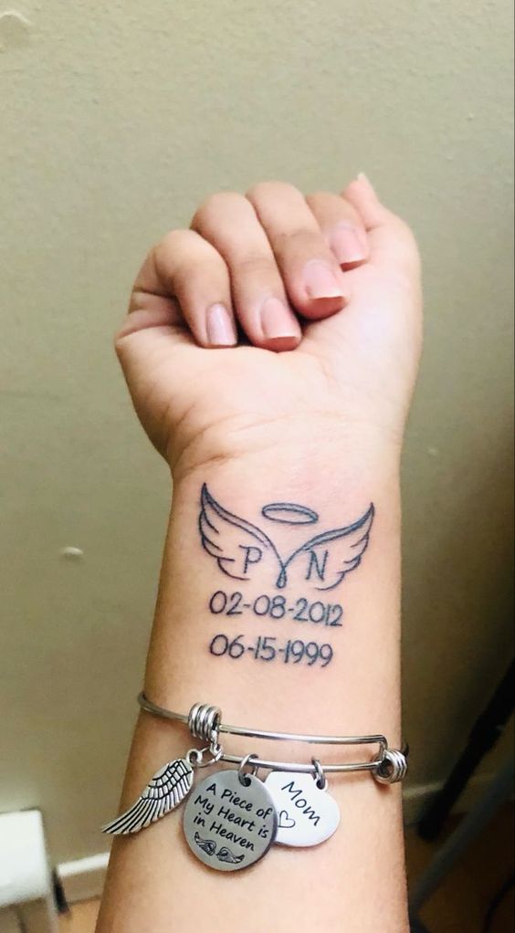 Wrist angel wings tattoo