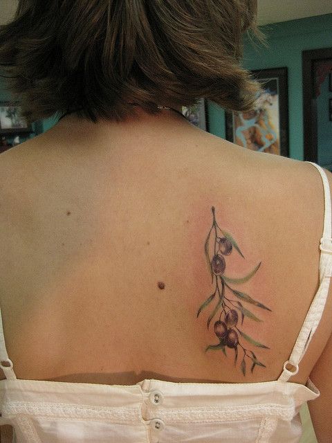 Olive branch tattoo on the back