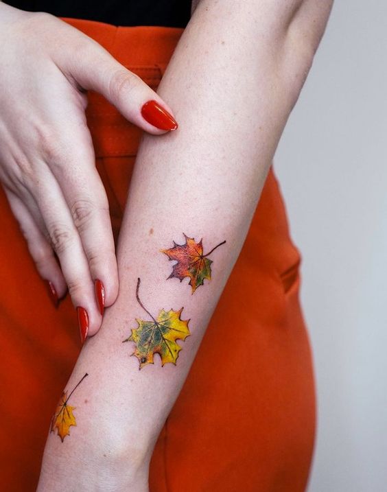 Leaf forearm tattoo