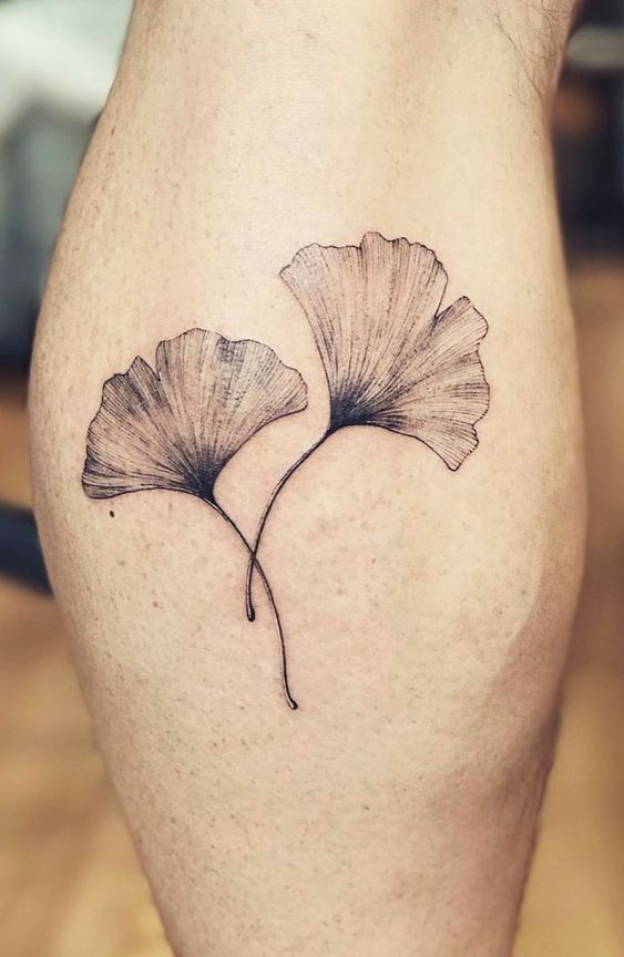 Leaf calf tattoo