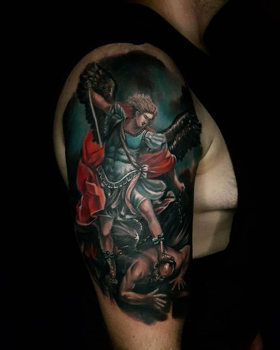 Color shoulder of St. Michael tattoo