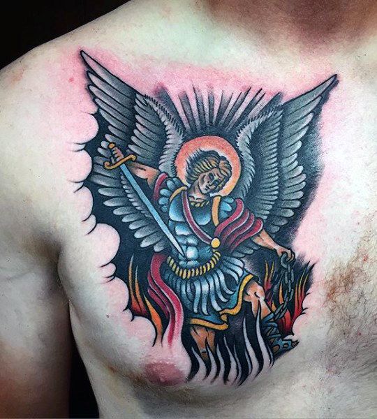 Chest St. Michael tattoo