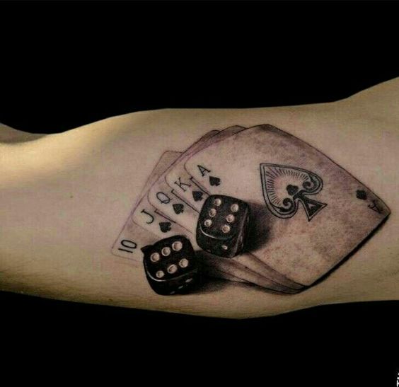  Bicep dice tattoo with cards