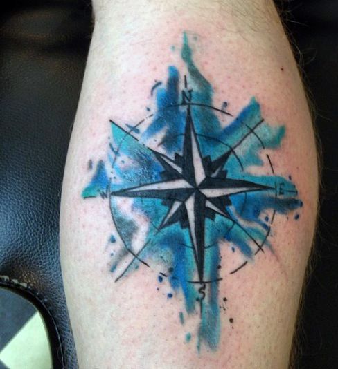 Nautical star calf tattoo
