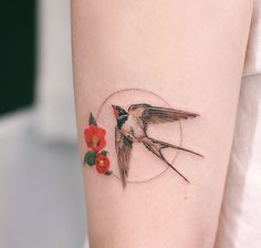 Forearm color Swallow tattoo