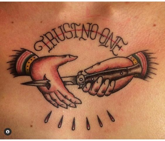 Traditional Trust No One tattoo