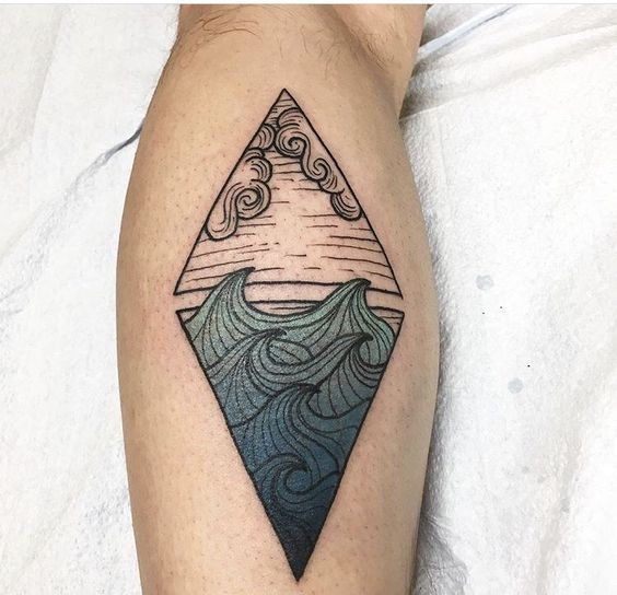 Geometric wave tattoo and a modern take on a classic symbol