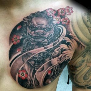 10 majestic and fearless chest Foo Dog tattoos 4