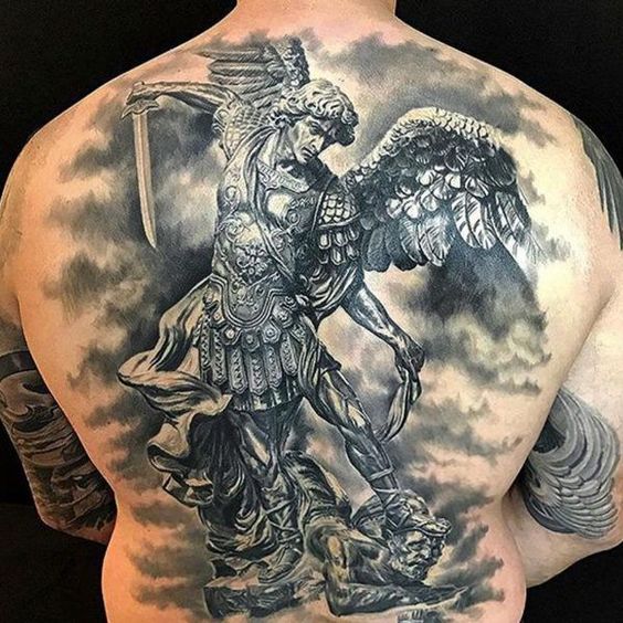 Divine Protection expressed in St. Michael the Archangel as a warrior tattoo