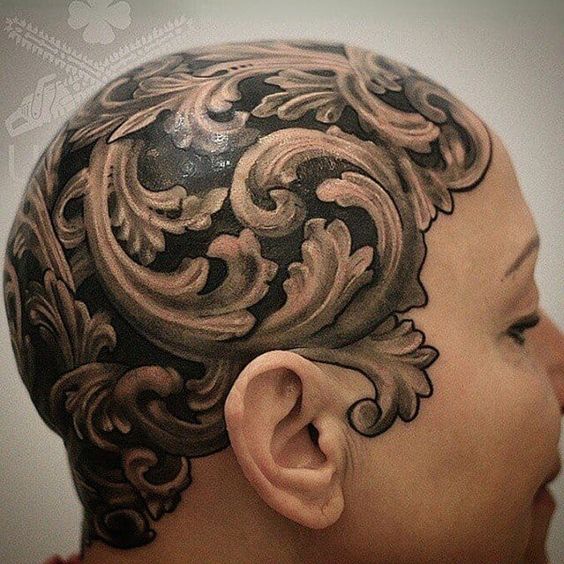 Filigree tattoo on the head