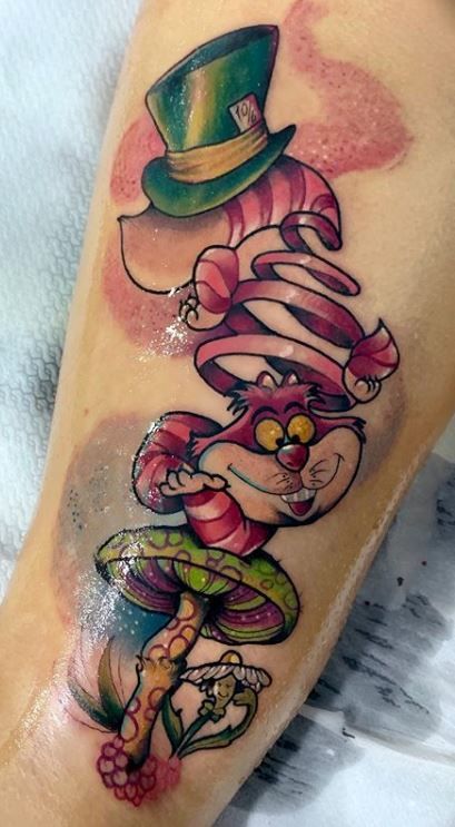 Cheshire cat stripes tattoo
