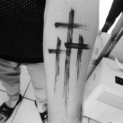 Forearm 3 cross tattoo