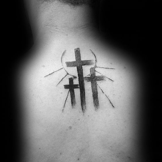 Back 3 cross tattoo