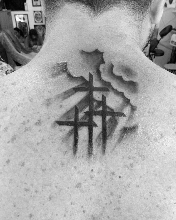 Back 3 cross tattoo