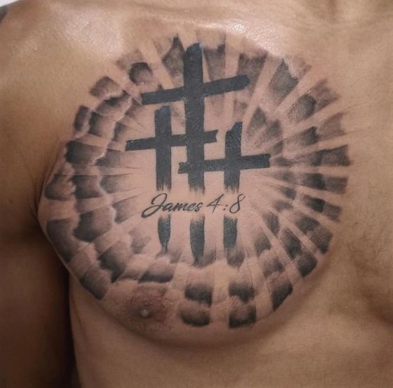 Chest 3 cross tattoo