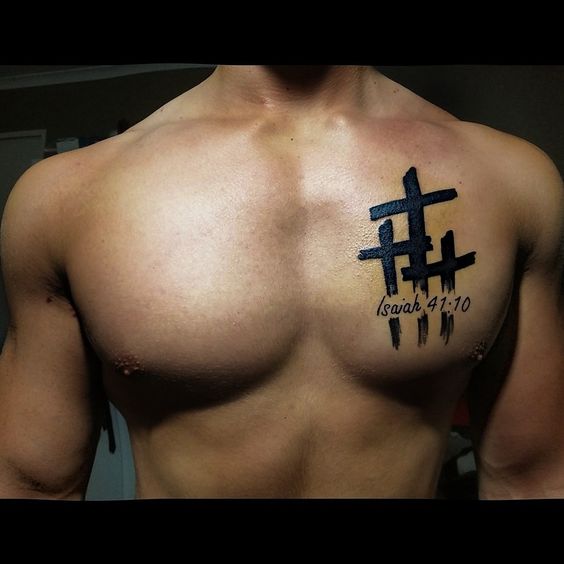 Chest 3 cross tattoo
