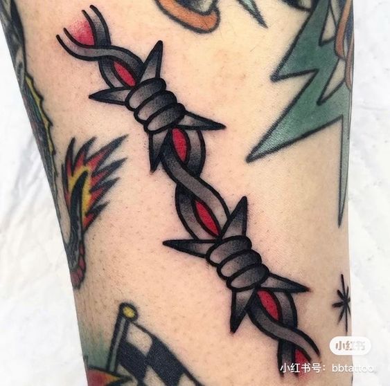 Simple yet striking, traditional barbwire tattoo design
