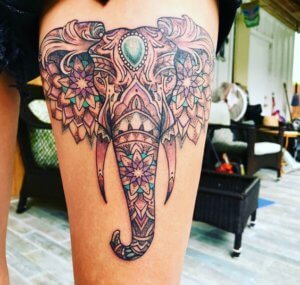 20 beautiful and meaningful mandala elephant tattoos 7
