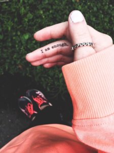 Small I am enough tattoo for daily reminder 6