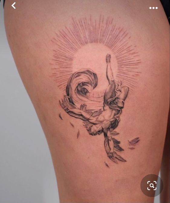 The fall of Icarus: Dark and dramatic tattoo design
