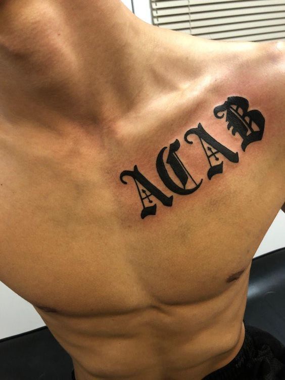 A C A B Tattoo on the chest