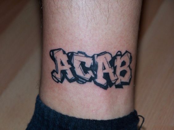 f A C A B Tattoo on the leg