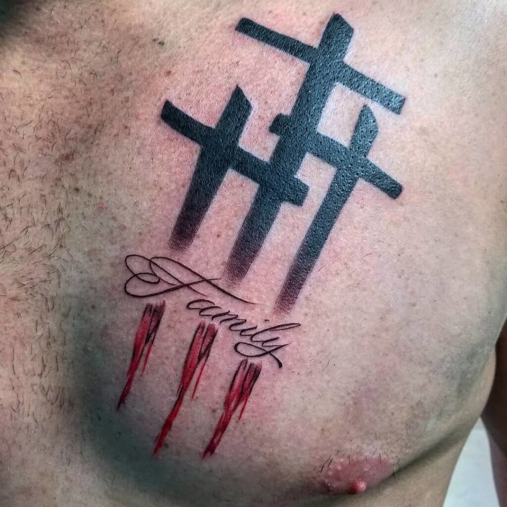 3 Cross Chest Tattoo Inspiration as Sacred Symbols