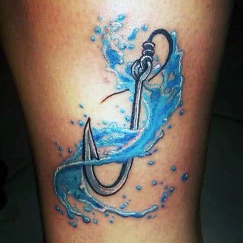 Simple yet powerful fish hook tattoo design representing strength and determination.