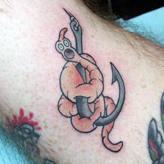 Detailed fish hook tattoo design representing the complexities of its symbolism.