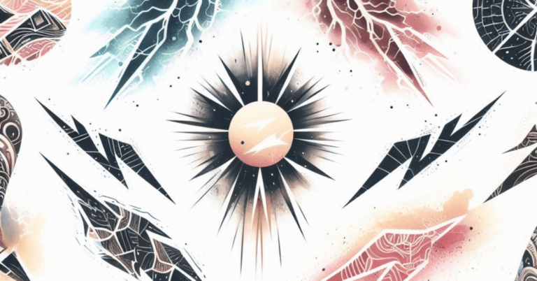Collage of lightning tattoos in various inking styles