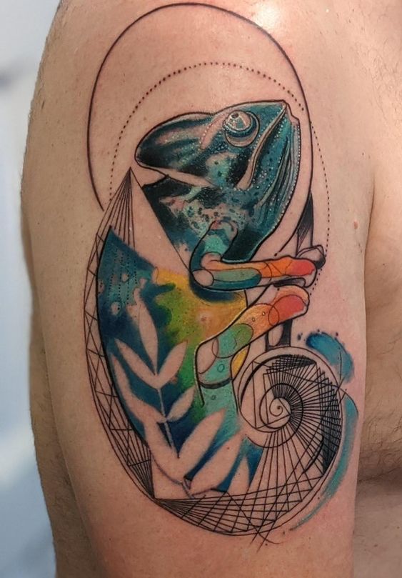 Geometric Chameleon Tattoo Meaning in Every Ink