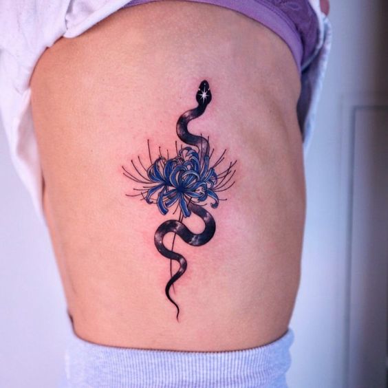 Spider Lily with snake tattoo