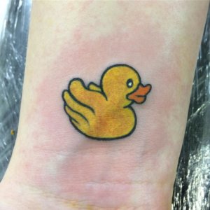 Vibrant yellow ducky symbolizing childhood nostalgia