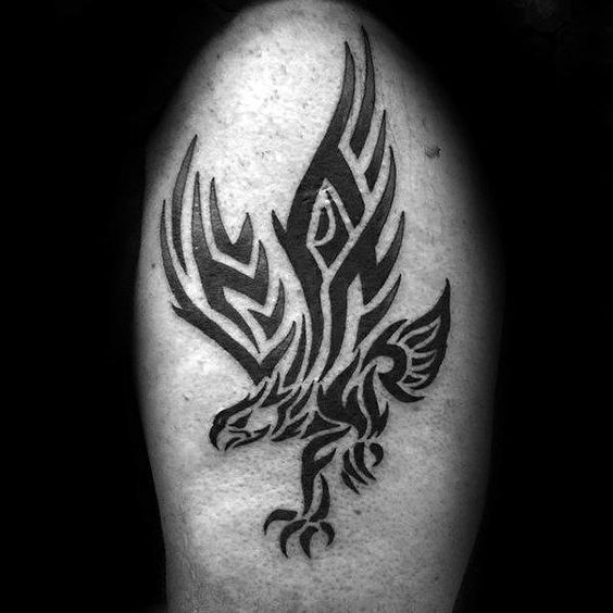 tribal eagle tattoo on shoulder