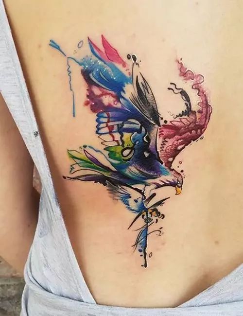 watercolor Eagle tattoo on back