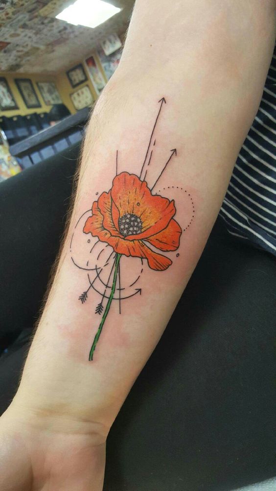 California Poppy Geometric Tattoos: Nature’s Beauty with a Modern Twist